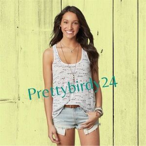 Retro AEO Gray Geometric Print Oversized Tank